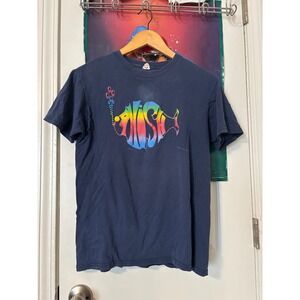 Vintage Phish Rainbow Fish Graphic T-Shirt y2k Medium Navy Blue Jam Band Tee